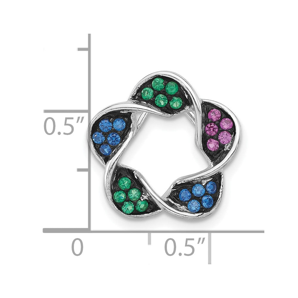 Sterlingsilber mit Schwarz Rhodium Synthetisch Steine Blume Kette Anhänger
