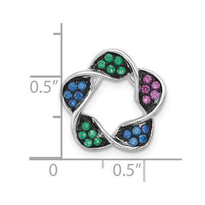 Sterlingsilber mit Schwarz Rhodium Synthetisch Steine Blume Kette Anhänger