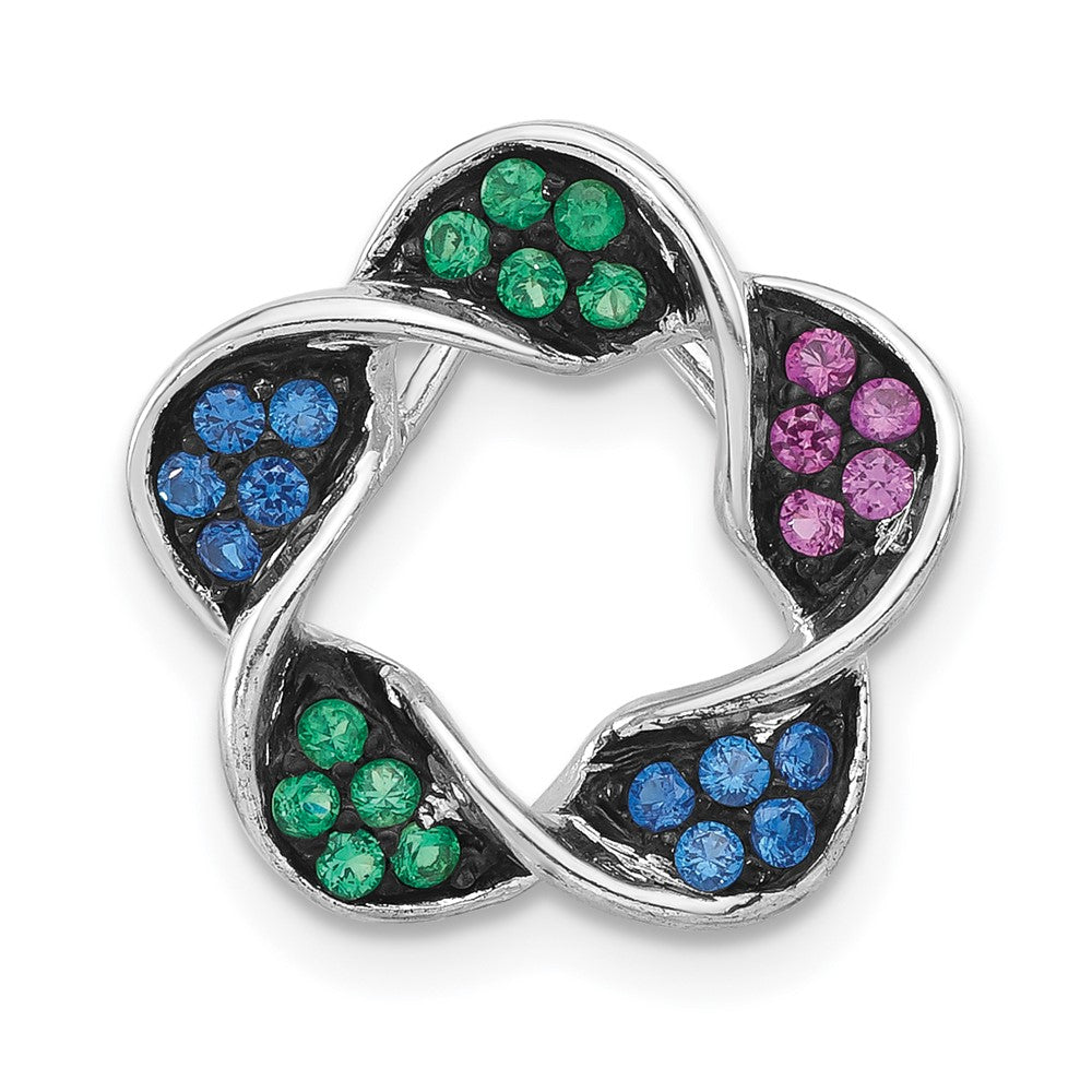 Sterlingsilber mit Schwarz Rhodium Synthetisch Steine Blume Kette Anhänger