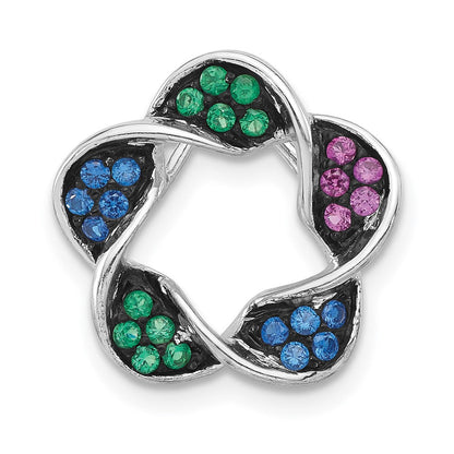 Sterlingsilber mit Schwarz Rhodium Synthetisch Steine Blume Kette Anhänger