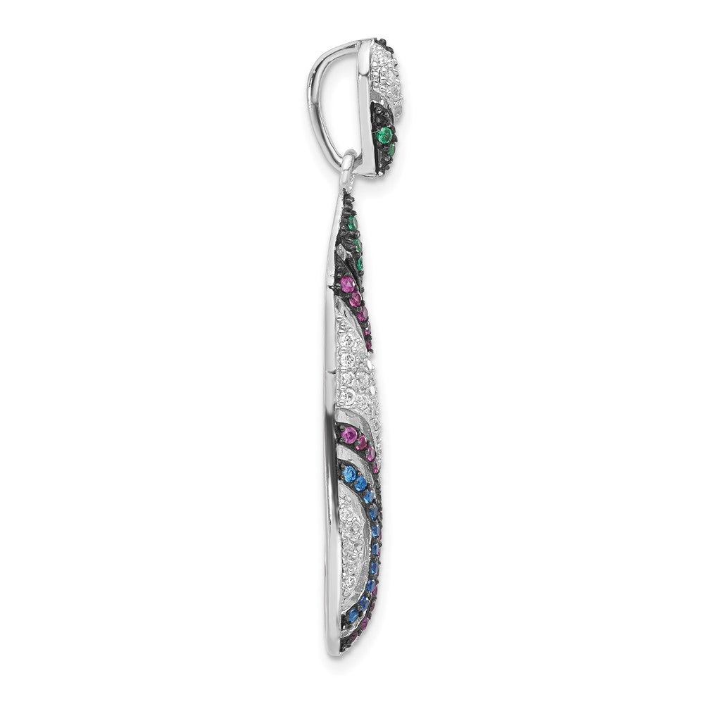 Sterlingsilber mit Schwarz Rhodium Syn. Steine & Zirkonia Tropfen Anhänger