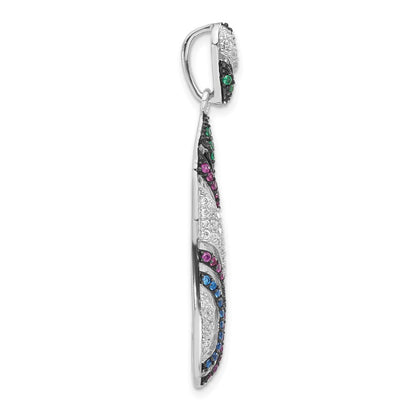 Sterlingsilber mit Schwarz Rhodium Syn. Steine & Zirkonia Tropfen Anhänger