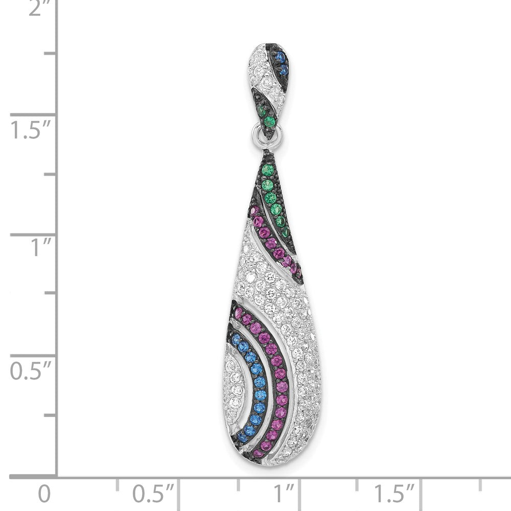 Sterlingsilber mit Schwarz Rhodium Syn. Steine & Zirkonia Tropfen Anhänger