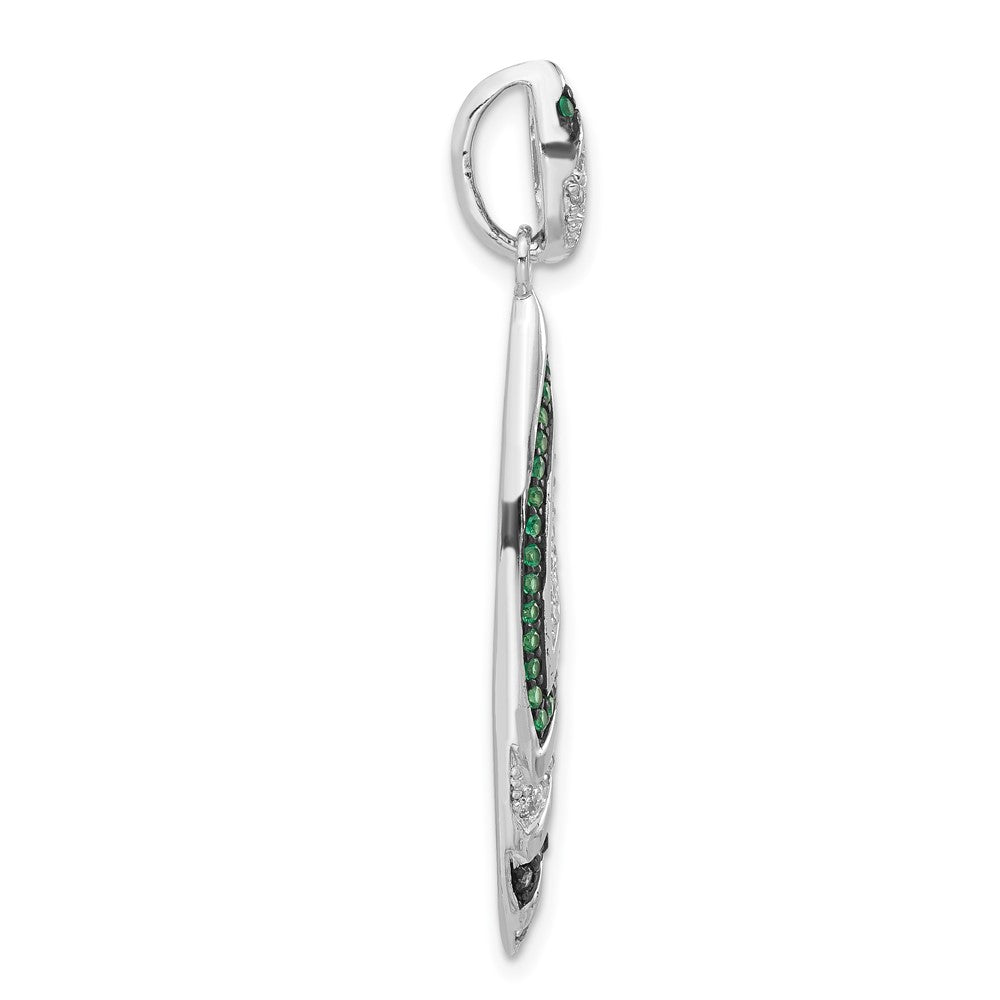 Sterlingsilber & Schwarz Rhodium Syn. Grün Spinell Zirkonia Anhänger