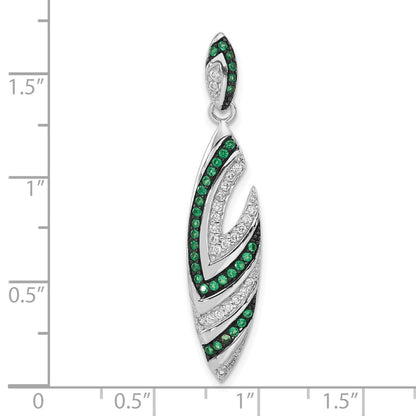 Sterlingsilber & Schwarz Rhodium Syn. Grün Spinell Zirkonia Anhänger
