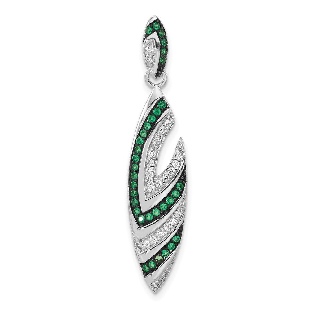 Sterlingsilber & Schwarz Rhodium Syn. Grün Spinell Zirkonia Anhänger