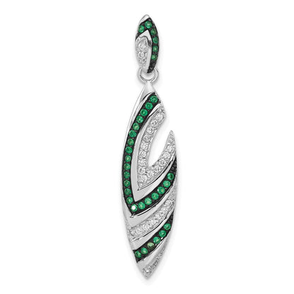 Sterlingsilber & Schwarz Rhodium Syn. Grün Spinell Zirkonia Anhänger