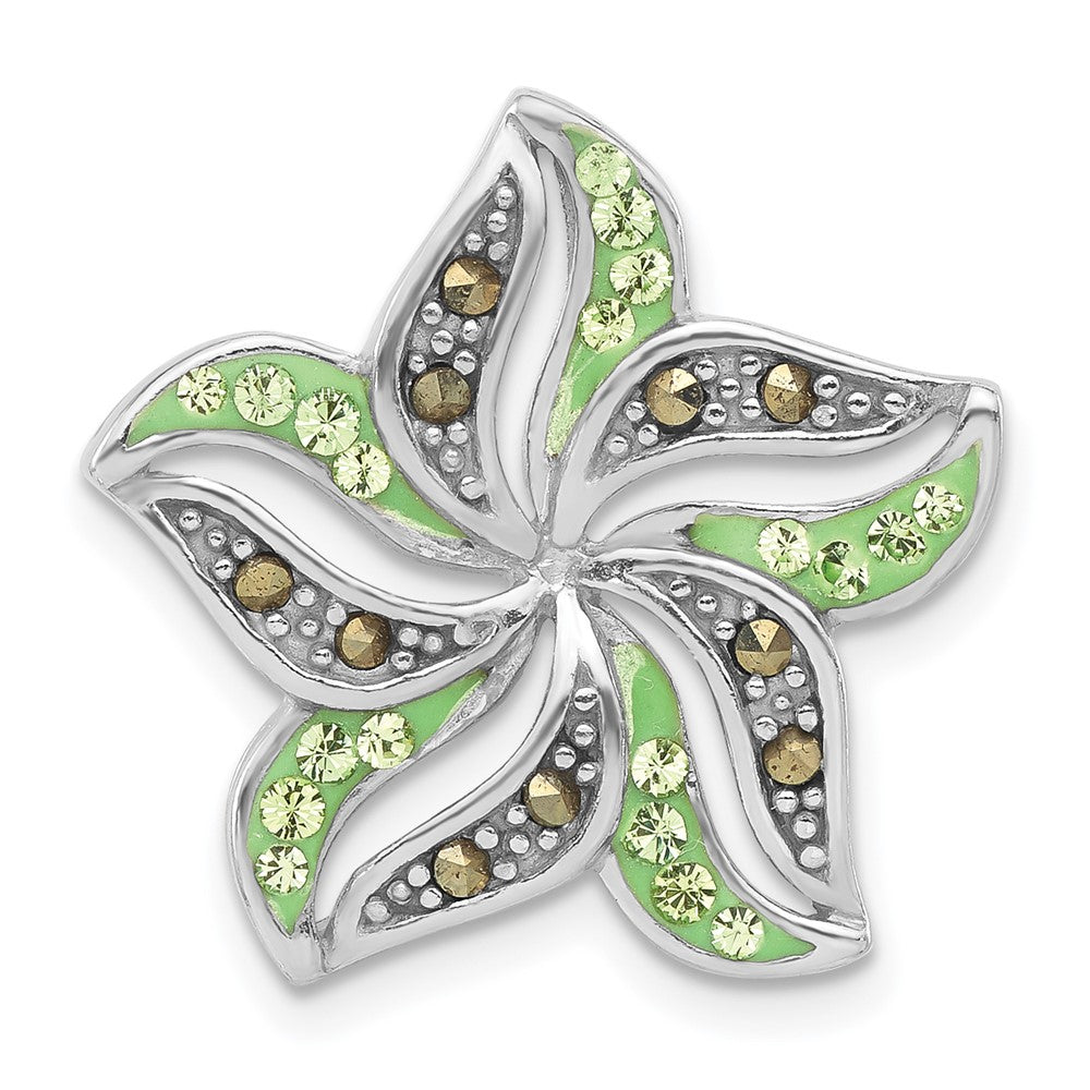 Sterlingsilber Markasit & Grün Kristall Blume Kette Anhänger