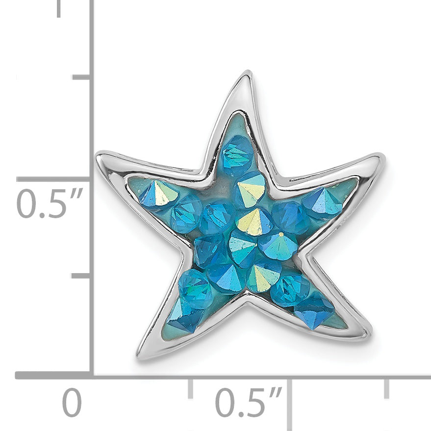 Sterlingsilber Poliert Blau Kristall Seestern Kette Anhänger