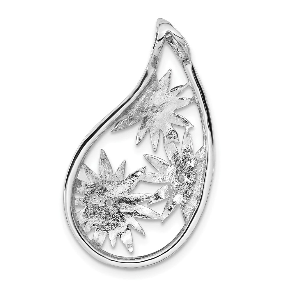 Sterlingsilber Zirkonia & Blau, Grün Rosa Emaille Blumen Tropfen Anhänger