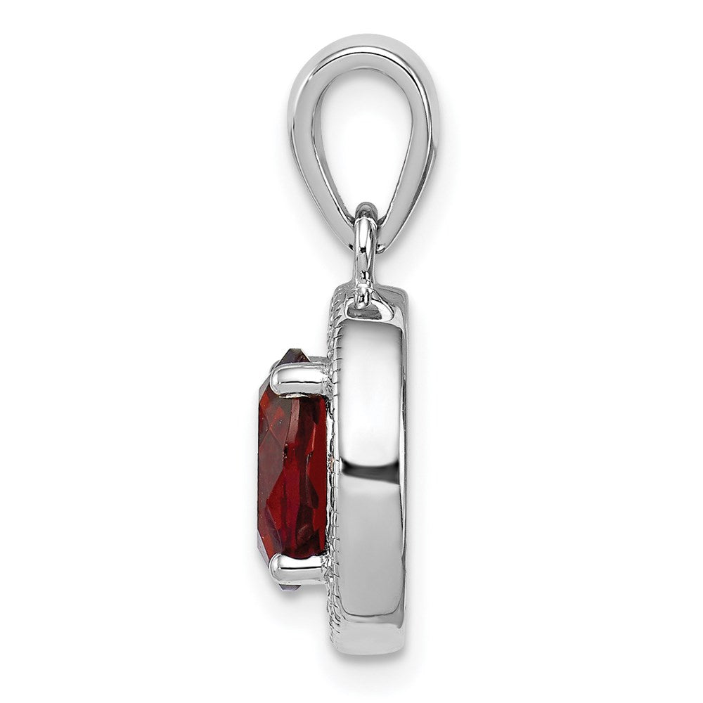 Sterlingsilber Rhodiniert mit Dunkel Rot und Weiß Zirkonia Oval Anhänger