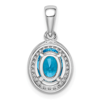 Sterlingsilber Rhodiniert mit Licht Blau und Weiß Zirkonia Oval Anhänger