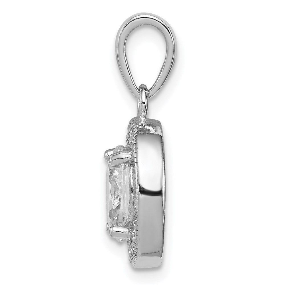 Sterlingsilber Rhodiniert mit Zirkonia Oval Anhänger