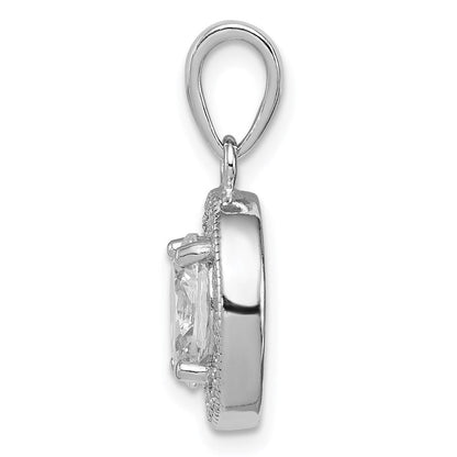 Sterlingsilber Rhodiniert mit Zirkonia Oval Anhänger
