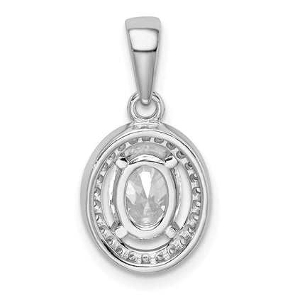 Sterlingsilber Rhodiniert mit Zirkonia Oval Anhänger
