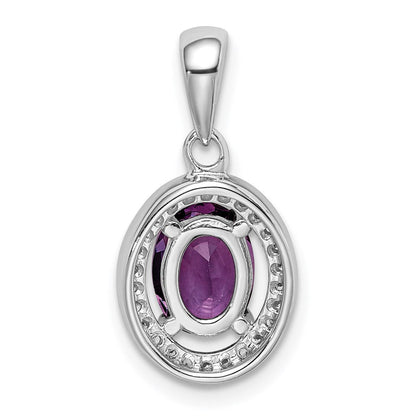 Sterlingsilber Rhodiniert Poliert Amethyst und Zirkonia Anhänger