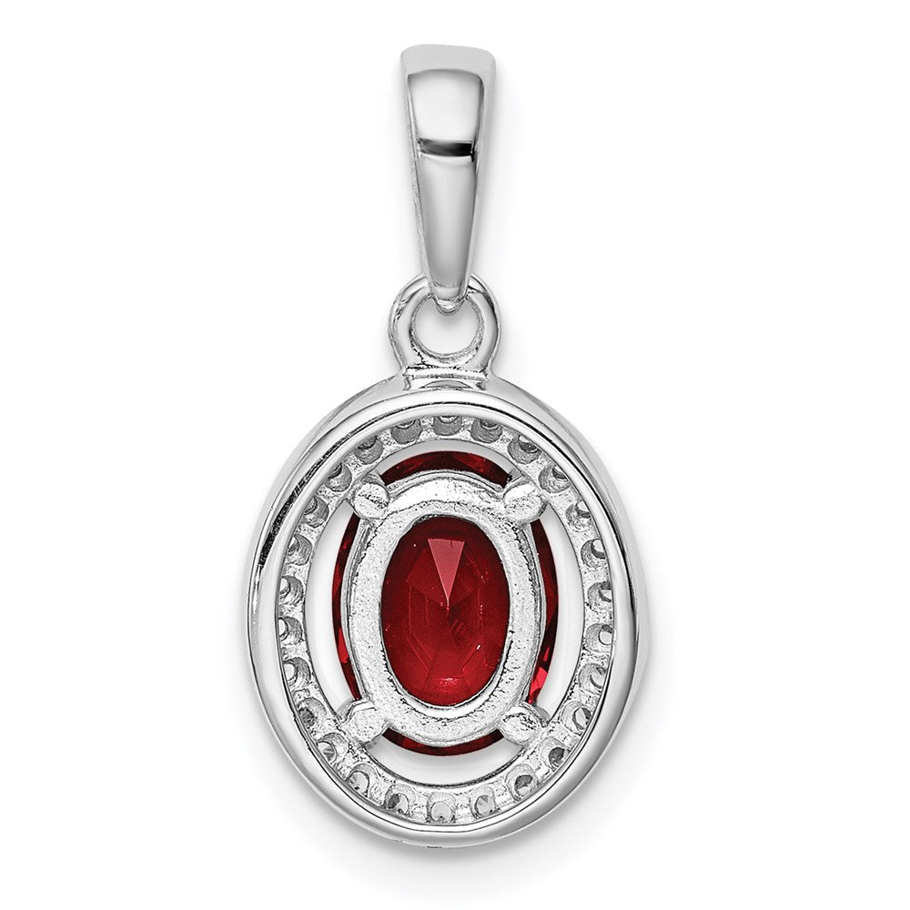 Sterlingsilber Rhodiniert Rot Zirkonia und Weiß Heiligenschein Anhänger