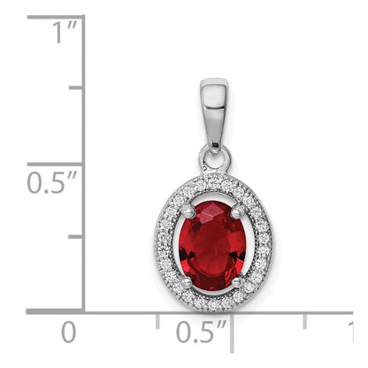 Sterlingsilber Rhodiniert Rot Zirkonia und Weiß Heiligenschein Anhänger