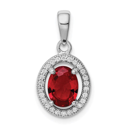 Sterlingsilber Rhodiniert Rot Zirkonia und Weiß Heiligenschein Anhänger