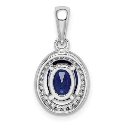 Sterlingsilber Rhodiniert Dunkel Blau und Weiß Zirkonia Oval Anhänger