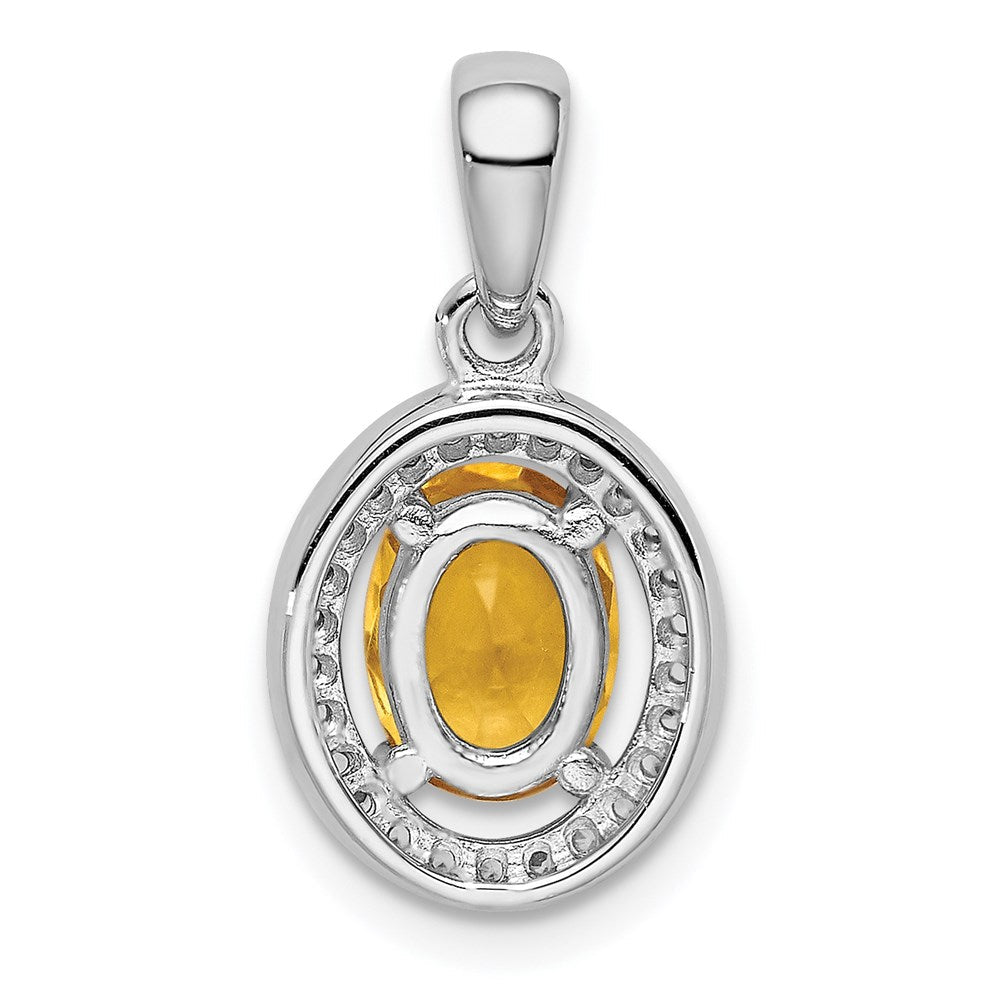 Sterlingsilber Rhodiniert Gelb und Weiß Zirkonia Oval Anhänger