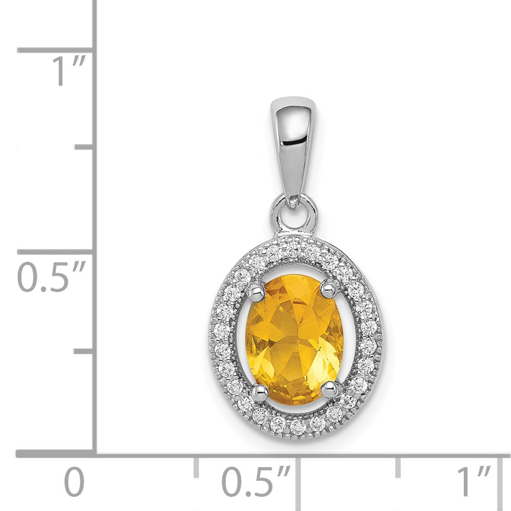 Sterlingsilber Rhodiniert Gelb und Weiß Zirkonia Oval Anhänger