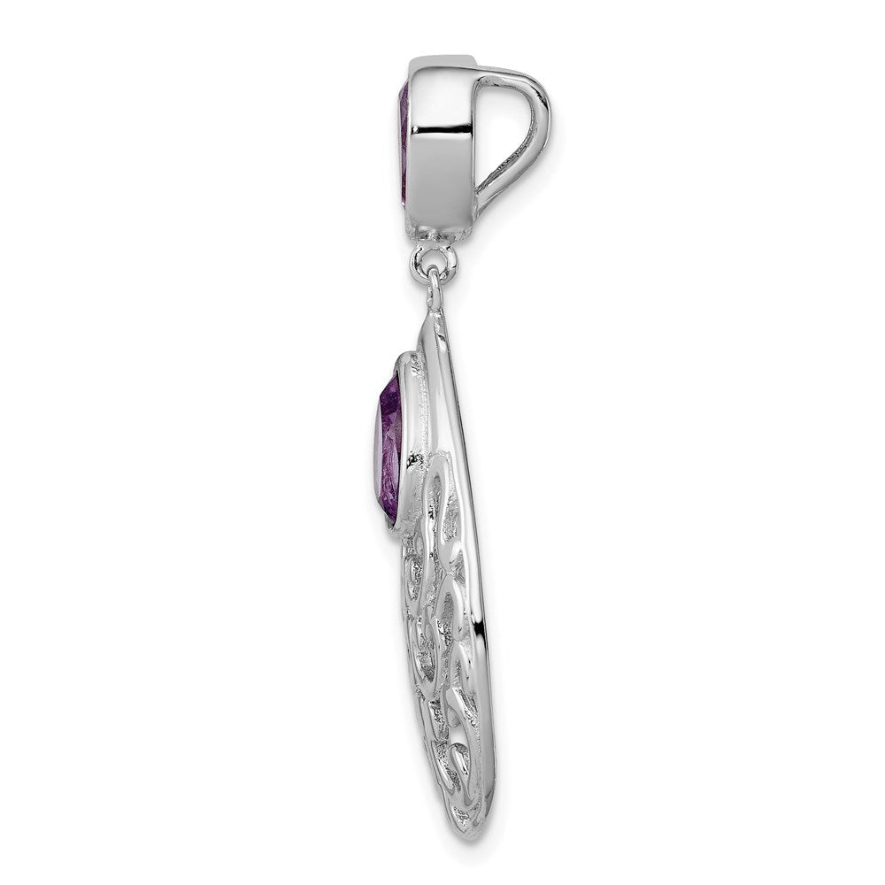 Rhodinierter Sterlingsilber-Anhänger mit Amethyst, poliert