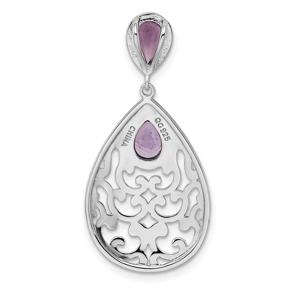 Rhodinierter Sterlingsilber-Anhänger mit Amethyst, poliert