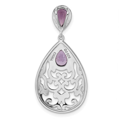 Rhodinierter Sterlingsilber-Anhänger mit Amethyst, poliert