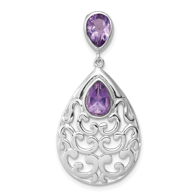 Rhodinierter Sterlingsilber-Anhänger mit Amethyst, poliert