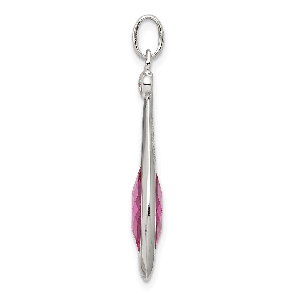 Sterlingsilber Rhodiniert Synthetisch Rot Fantasie-cut Marquise Anhänger
