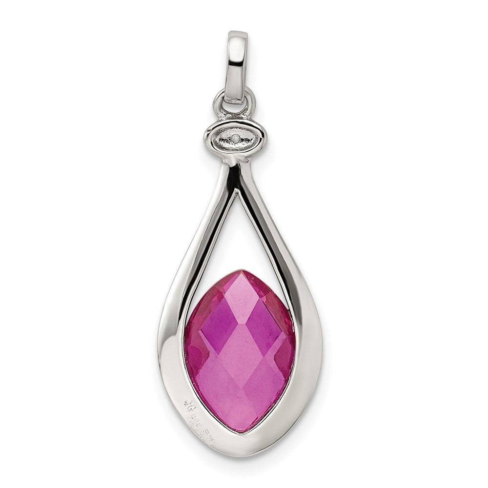 Sterlingsilber Rhodiniert Synthetisch Rot Fantasie-cut Marquise Anhänger