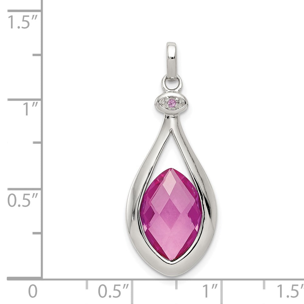 Sterlingsilber Rhodiniert Synthetisch Rot Fantasie-cut Marquise Anhänger