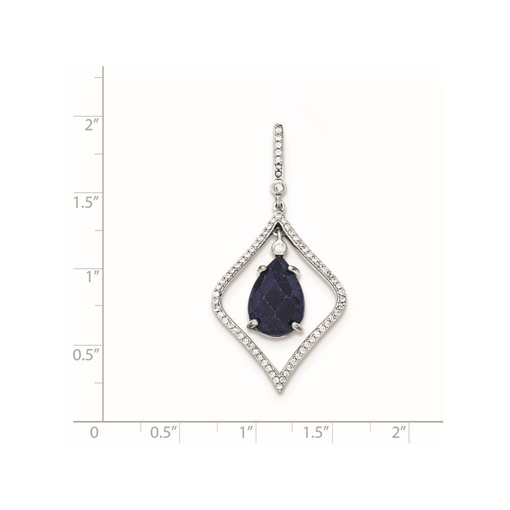 Sterlingsilber mit Blau Corundum und Zirkonia Anhänger