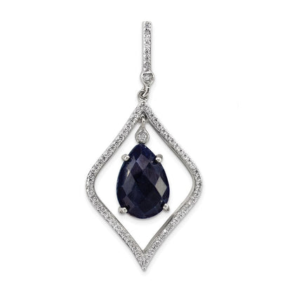 Sterlingsilber mit Blau Corundum und Zirkonia Anhänger