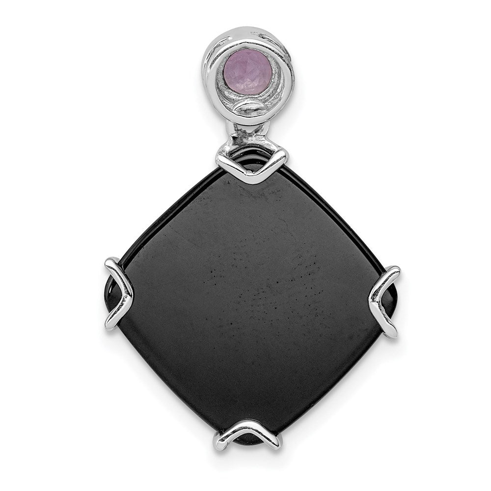 Anhänger aus rhodiniertem Sterlingsilber mit schwarzem Achat und Amethyst