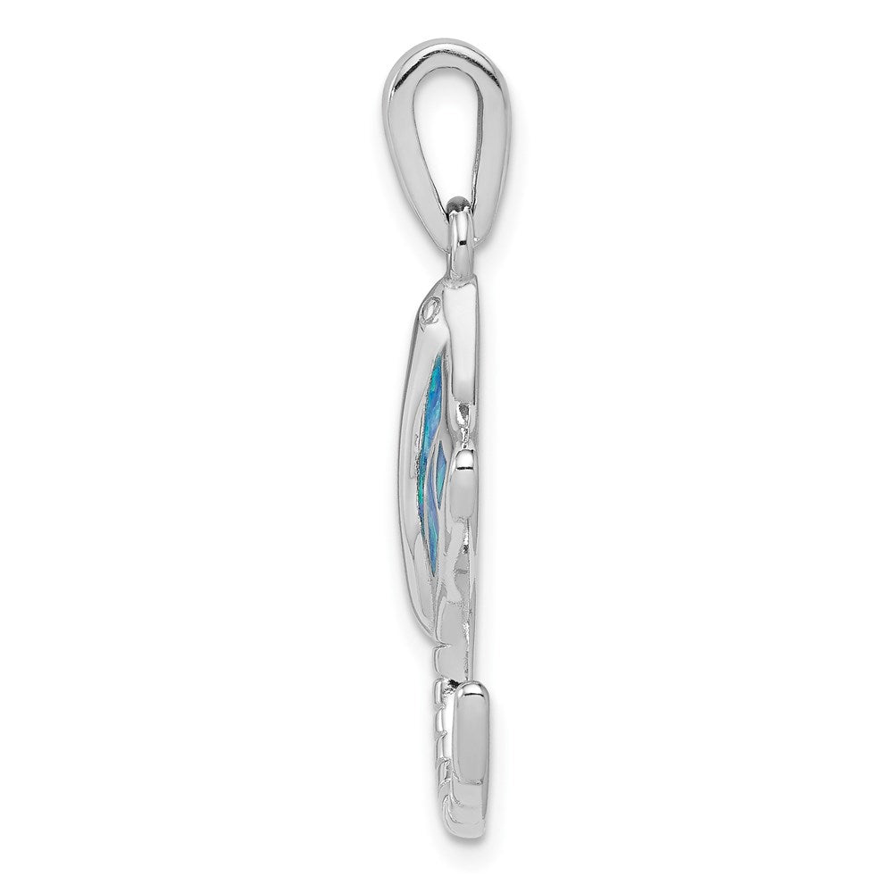 Sterlingsilber Rhodiniert Erzeugt Blau Opal Stingray Anhänger
