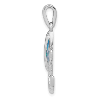 Sterlingsilber Rhodiniert Erzeugt Blau Opal Stingray Anhänger