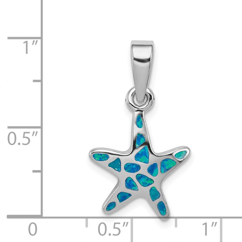 Sterlingsilber Rhodium Erzeugt Blau Opal Seestern Anhänger
