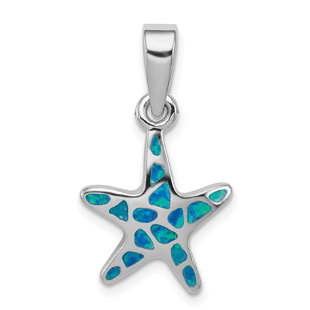 Sterlingsilber Rhodium Erzeugt Blau Opal Seestern Anhänger