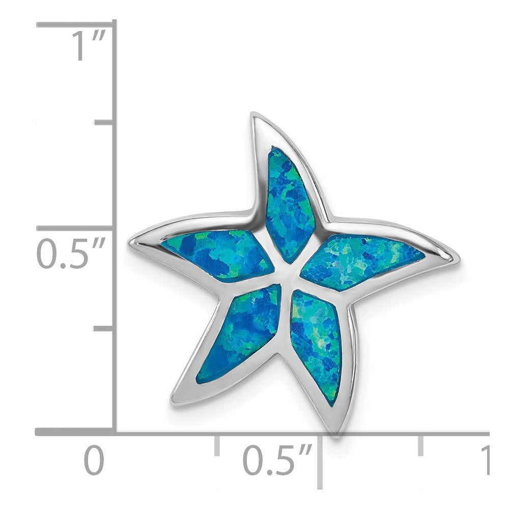 Sterlingsilber Rhodium Erzeugt Blau Opal Seestern Anhänger