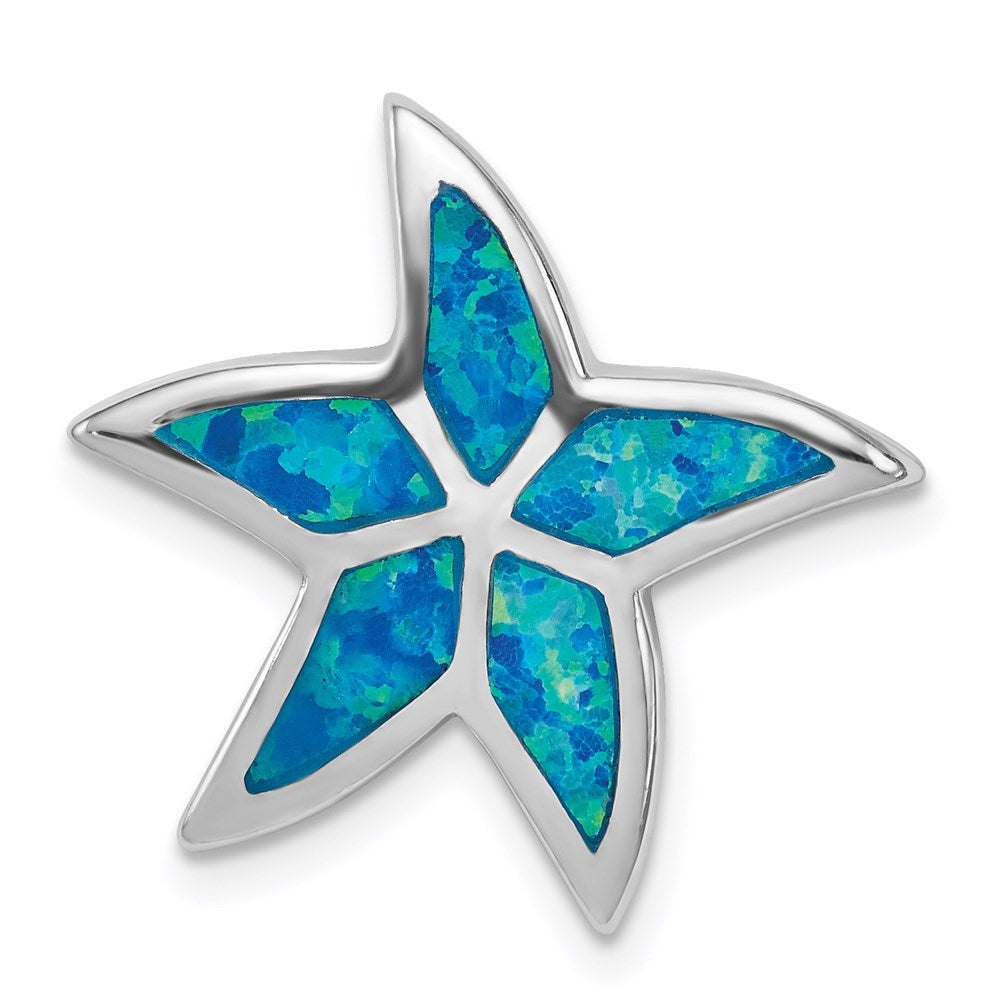 Sterlingsilber Rhodium Erzeugt Blau Opal Seestern Anhänger