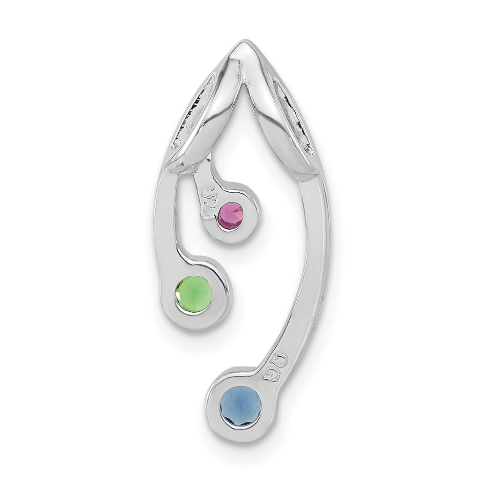 Sterlingsilber Poliert Rot, Grün & Blau Zirkonia Kette Anhänger