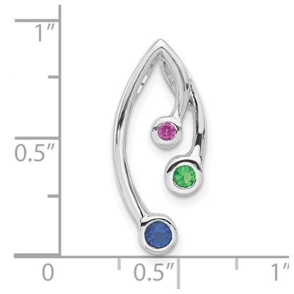 Sterlingsilber Poliert Rot, Grün & Blau Zirkonia Kette Anhänger