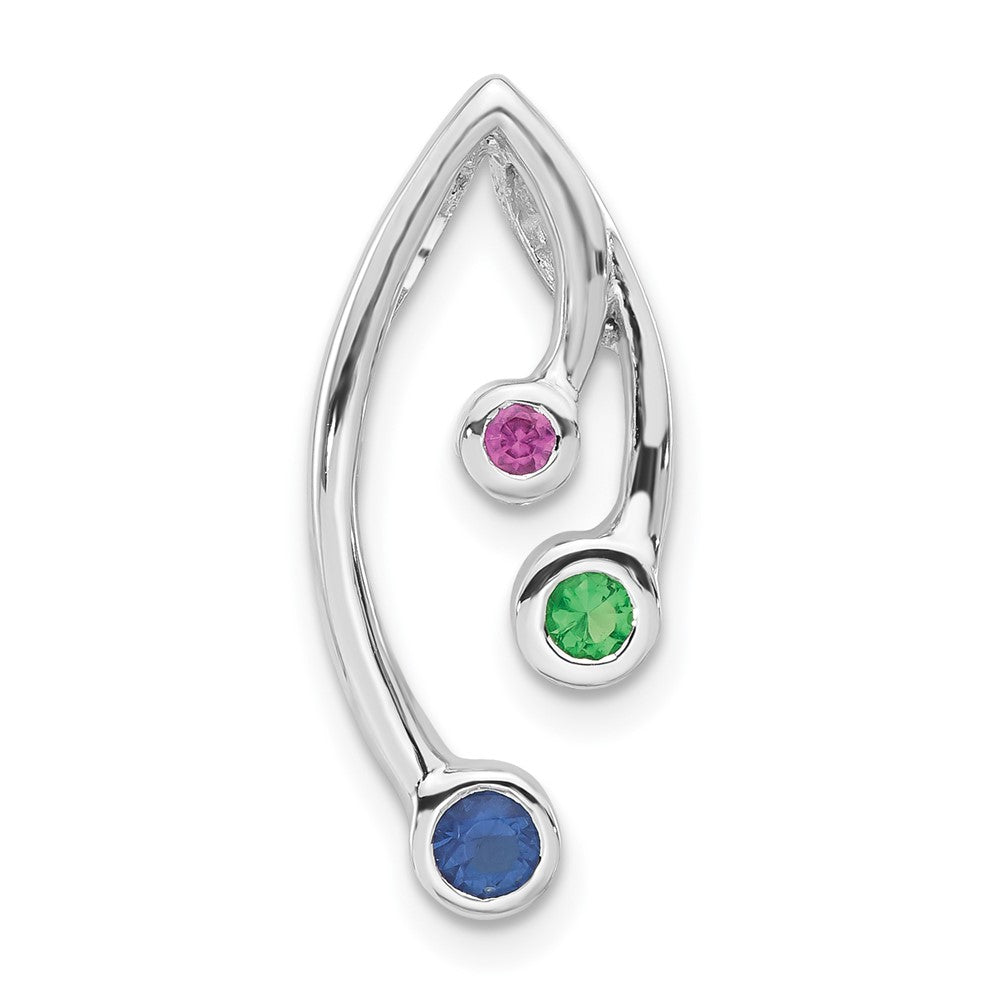 Sterlingsilber Poliert Rot, Grün & Blau Zirkonia Kette Anhänger