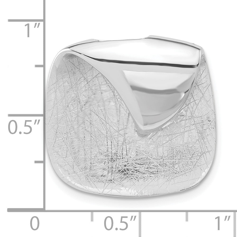 Sterlingsilber Poliert & Strukturiert Folded Quadratisch Kette Anhänger