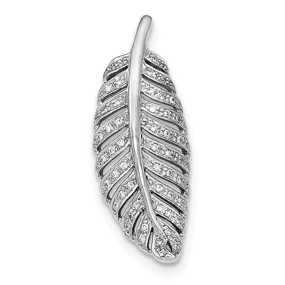 Sterlingsilber Rhodiniert Poliert Zirkonia Blatt Kette Anhänger