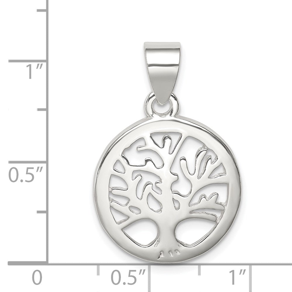 Sterlingsilber Poliert Rund Baum Anhänger