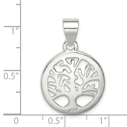 Sterlingsilber Poliert Rund Baum Anhänger