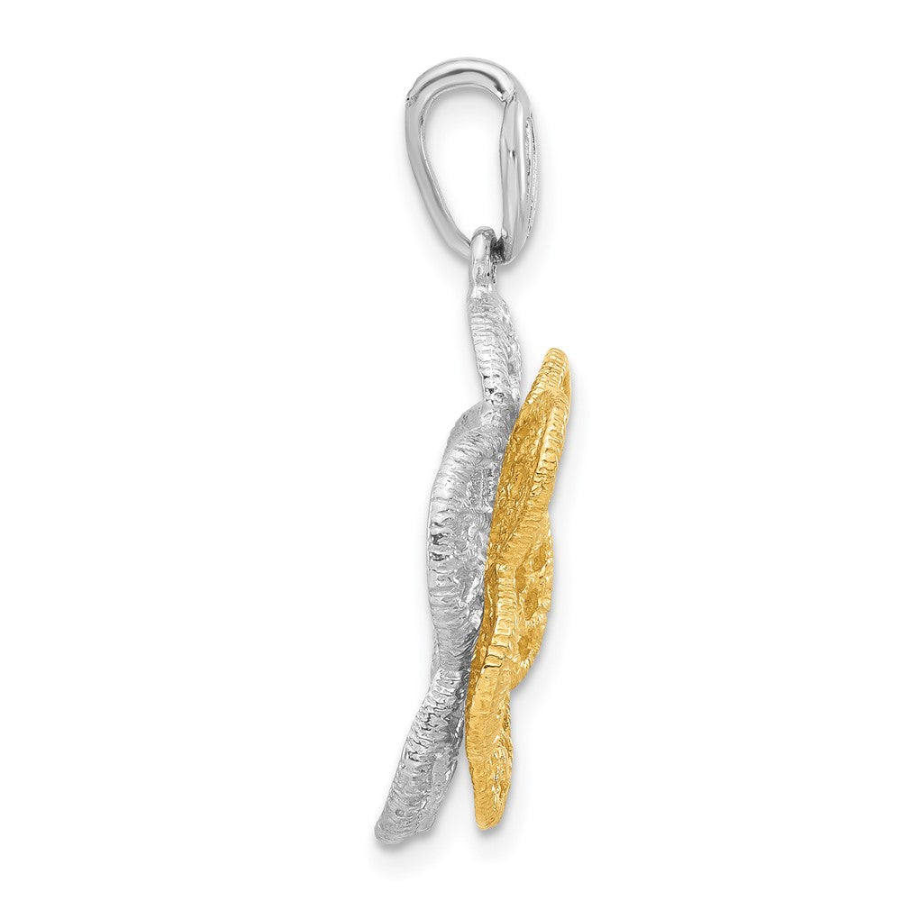 Sterlingsilber Rhodiniert Goldfarben Blume Anhänger